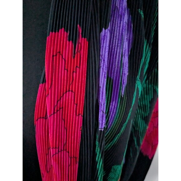 GDT Too Open Front VTG Cardigan Women's XL Colorful Top Slinky Accordion 80s - Picture 5 of 11